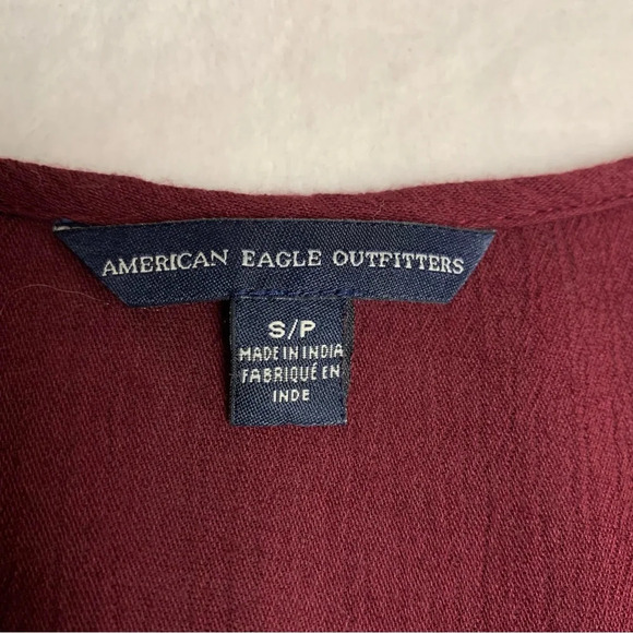 American Eagle Outfitters size small burgundy baby doll long sleeve top - Picture 6 of 9
